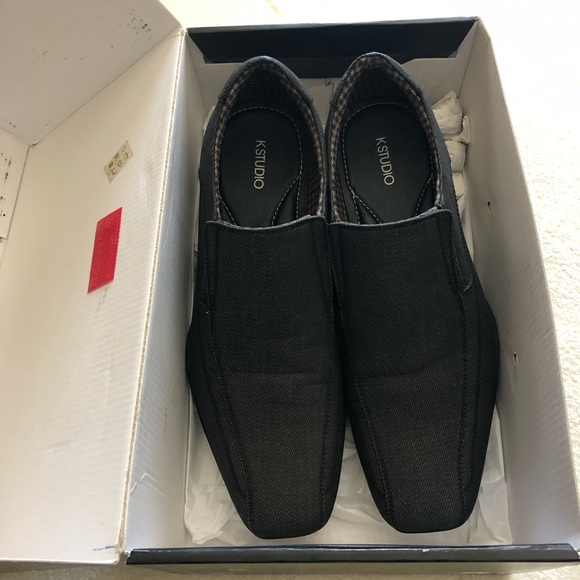 Men’s size 8 dress shoe black grey denim - Picture 2 of 5